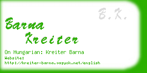 barna kreiter business card